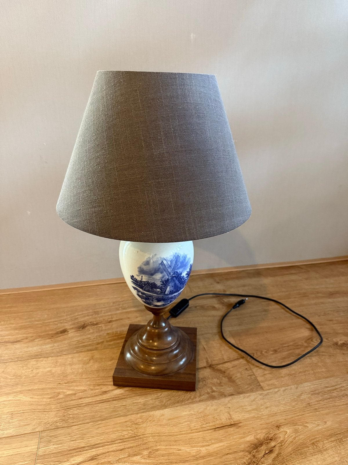 Antieke Schemerlamp Delfts Blauw, Huis en Inrichting, Blauw, Met schakelaar, Gebruikt, Overige merken