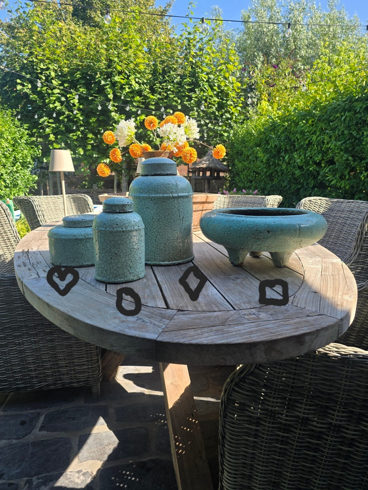 4 delige craquelé stenen set., Ophalen