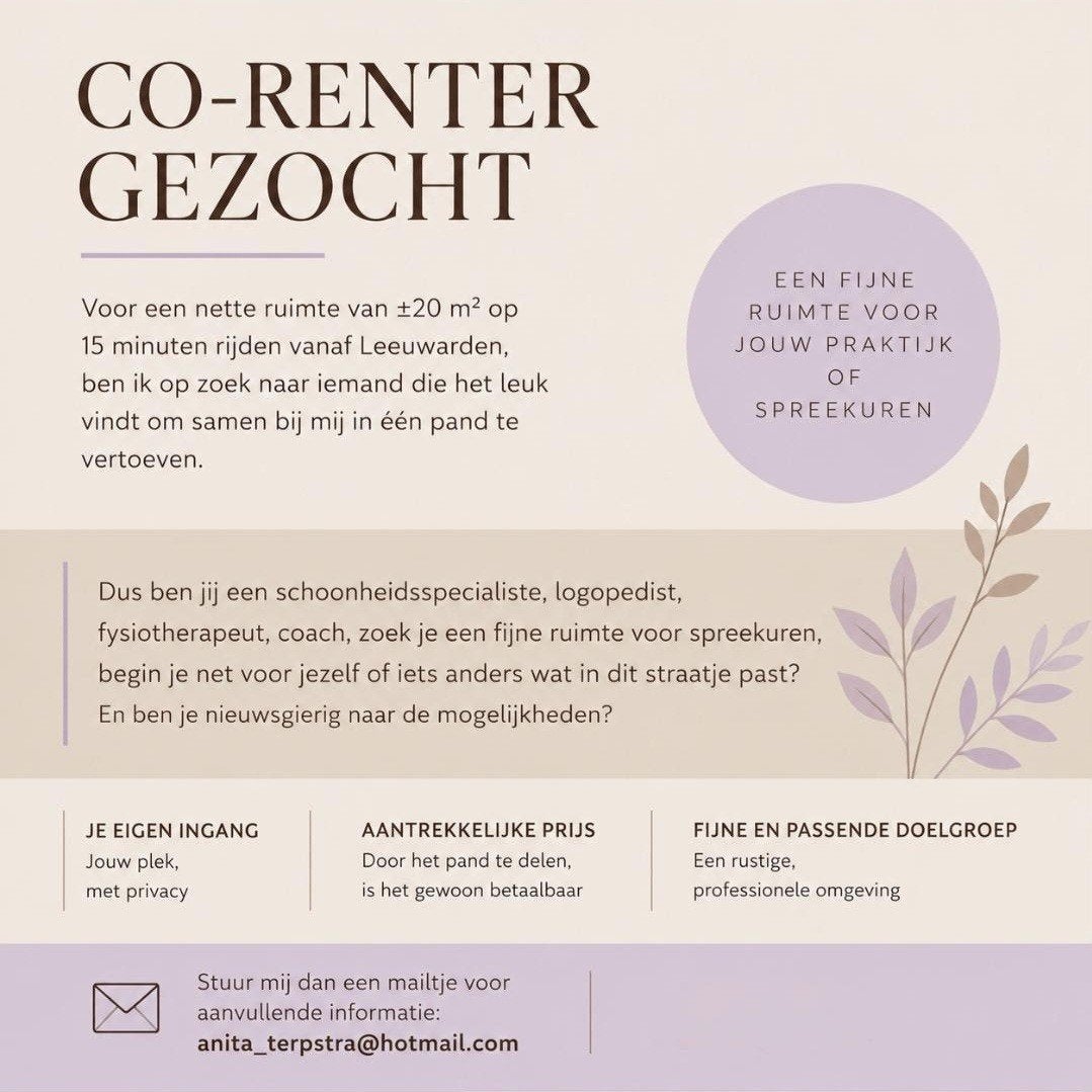 Te huur kantoorruimte, praktijkruimte, salon in Friesland, 20 m², Huur