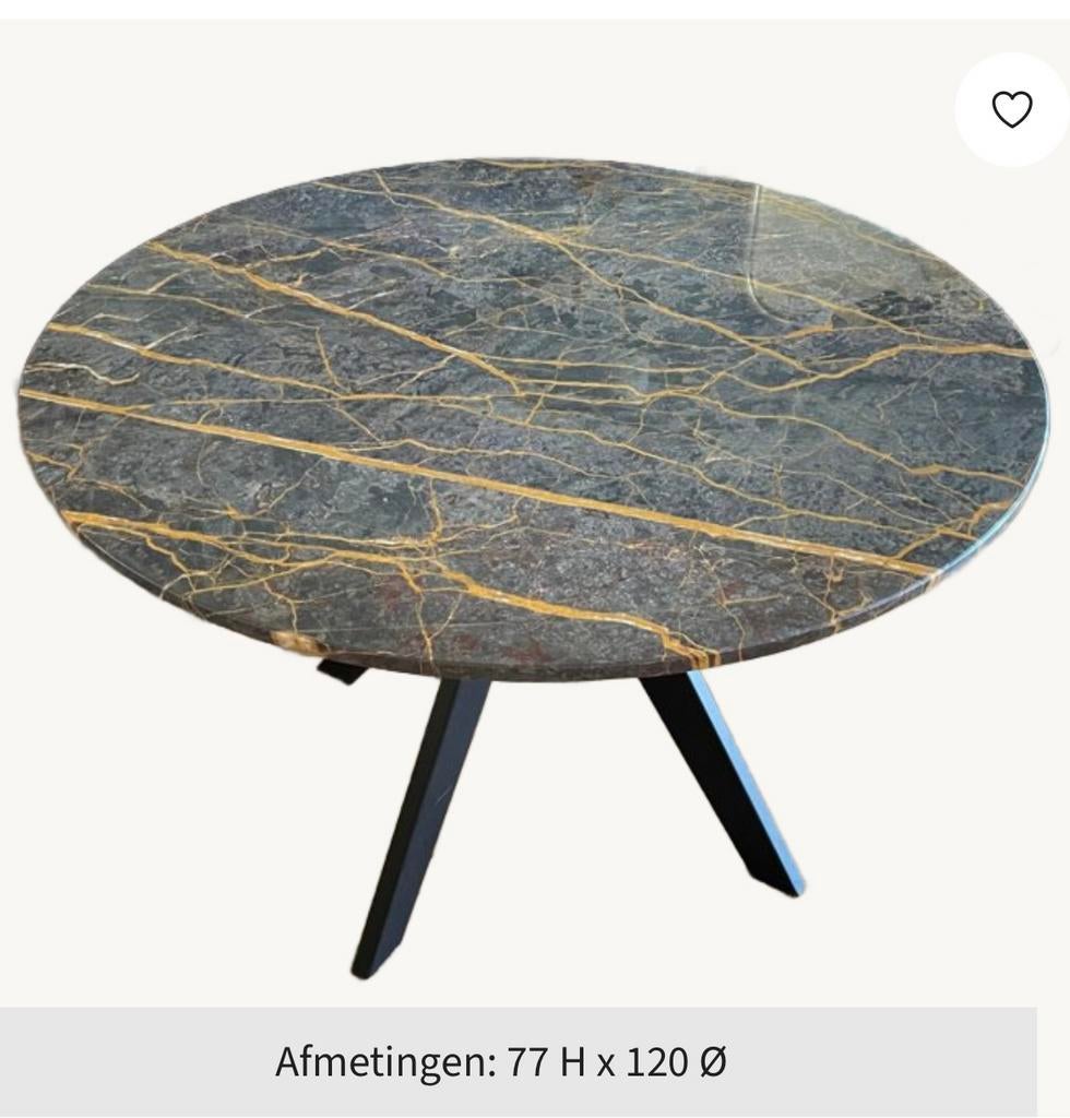 Marmeren eettafel 120cm, Huis en Inrichting, Tafels | Eettafels, Zo goed als nieuw, 100 tot 150 cm, Rond, Ophalen