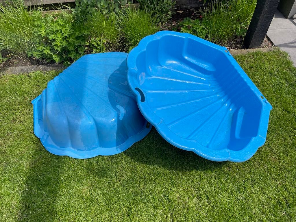 Blauwe schelp zandbak/waterbak - 2-delig, Ophalen of Verzenden, Gebruikt