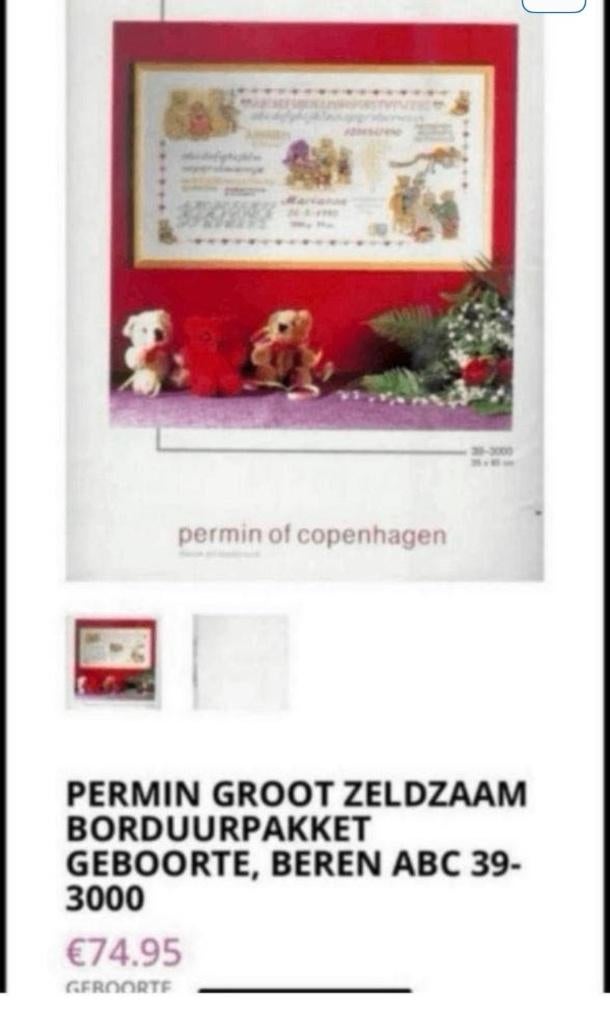 BORDUURPAKKET PERMIN GROOT EN ZELDZAAM GEBOORTE ABC, Verzenden, Nieuw, Handborduren, Borduurpakket