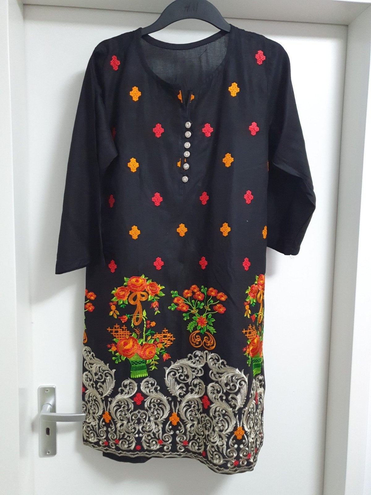 Nieuwe Zwarte Geborduurde Indiase Kameez Kurta Tuniek Maat S, Kleding | Dames, Zwart, Nieuw, Ophalen of Verzenden, Maat 36 (S)