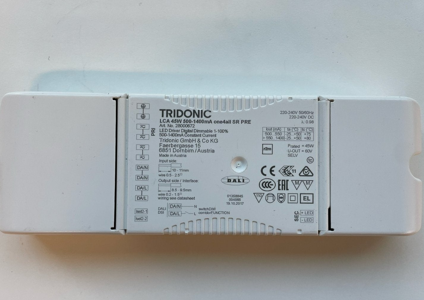 Tridonic LED driver DALI ledverlichting transformator 100 W, Ophalen of Verzenden