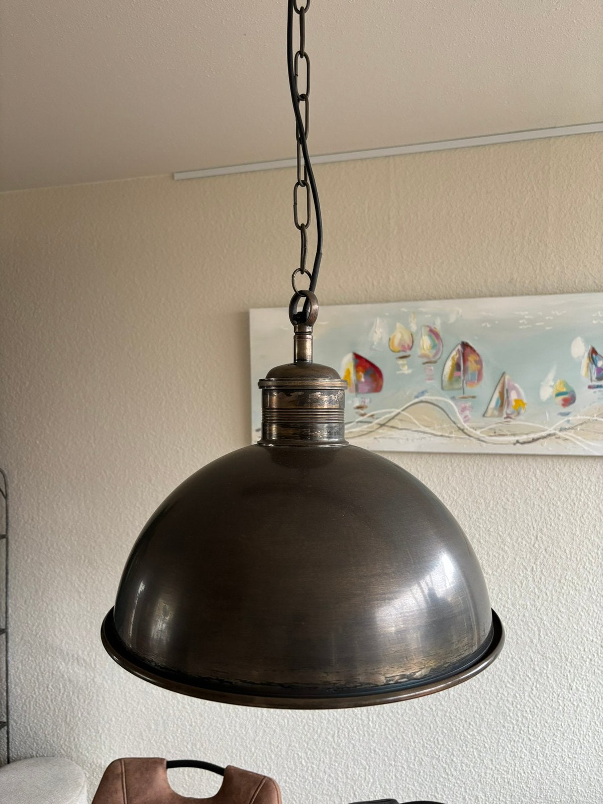 Twee metalen hanglampen 40cm, Ophalen, Zo goed als nieuw, Metaal, 75 cm of meer