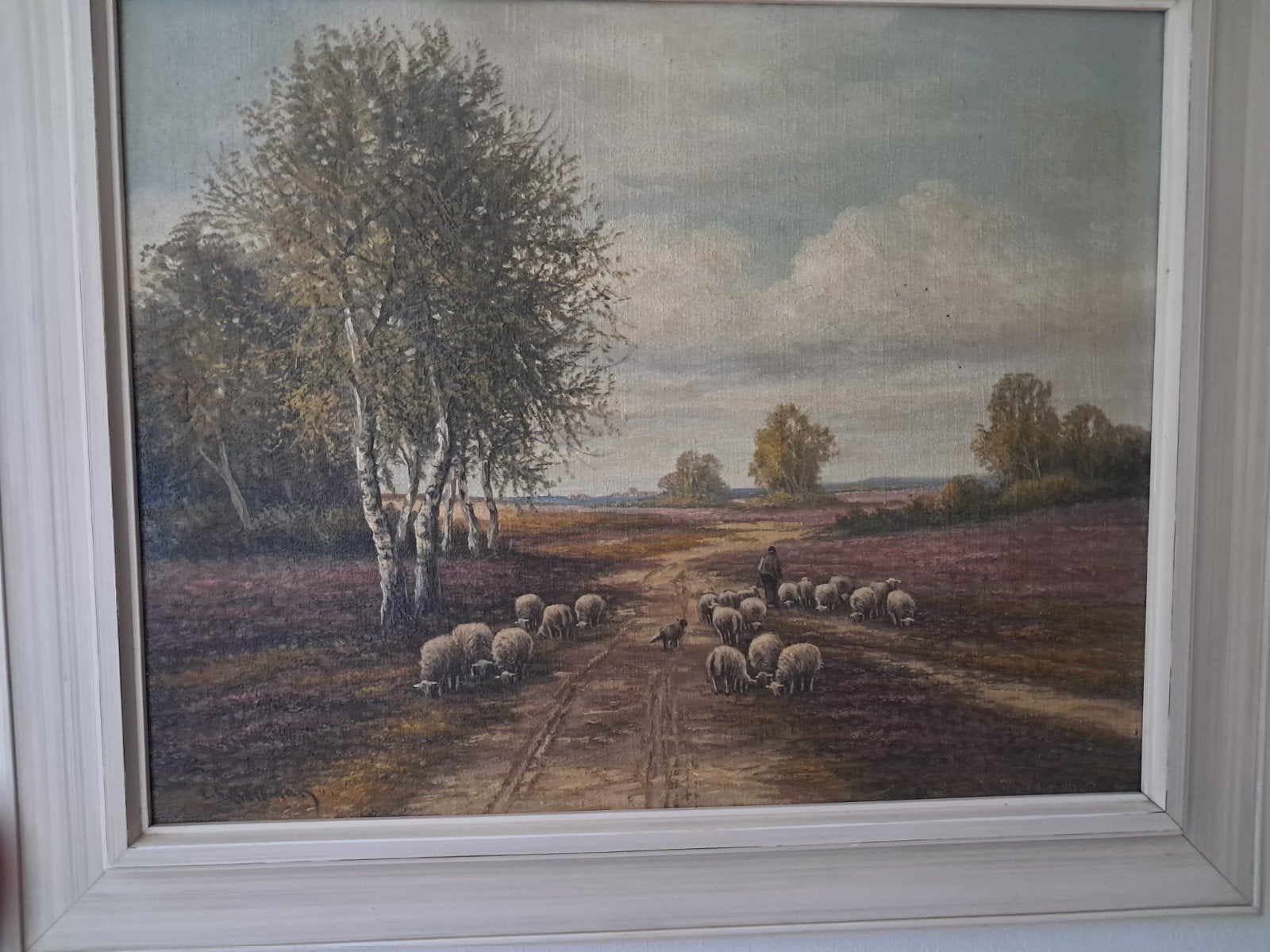 Olieverfschilderij Schaapherder van Beltman, Doek, Realistisch, Ophalen of Verzenden, Landschap