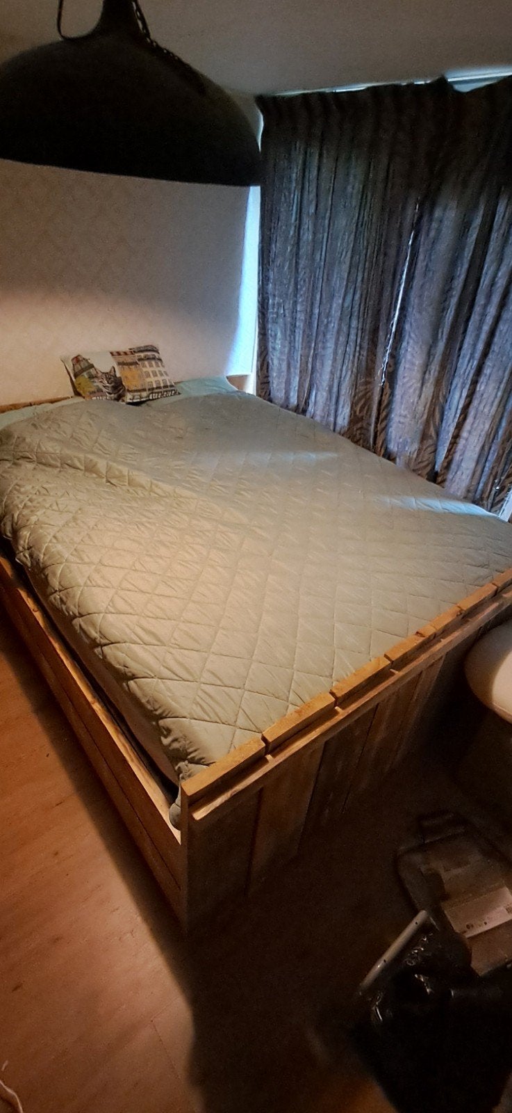 Steigerhouten bed 170x200 cm met 2 lattenbodems, Ophalen, Tweepersoons, Steigerhout