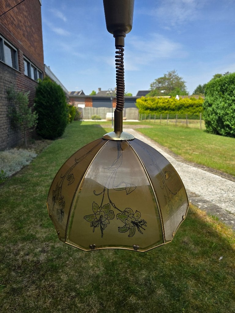 hanglamp, Huis en Inrichting, Lampen | Hanglampen, Ophalen, Gebruikt, Glas, 50 tot 75 cm