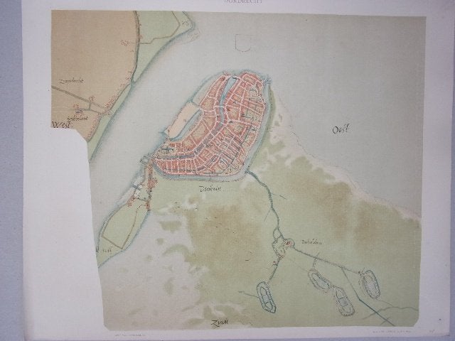 Dordrecht Plattegrond van de stad door Jacob van Deventer, Cartografie, Ophalen of Verzenden, Origineel, 41 cm