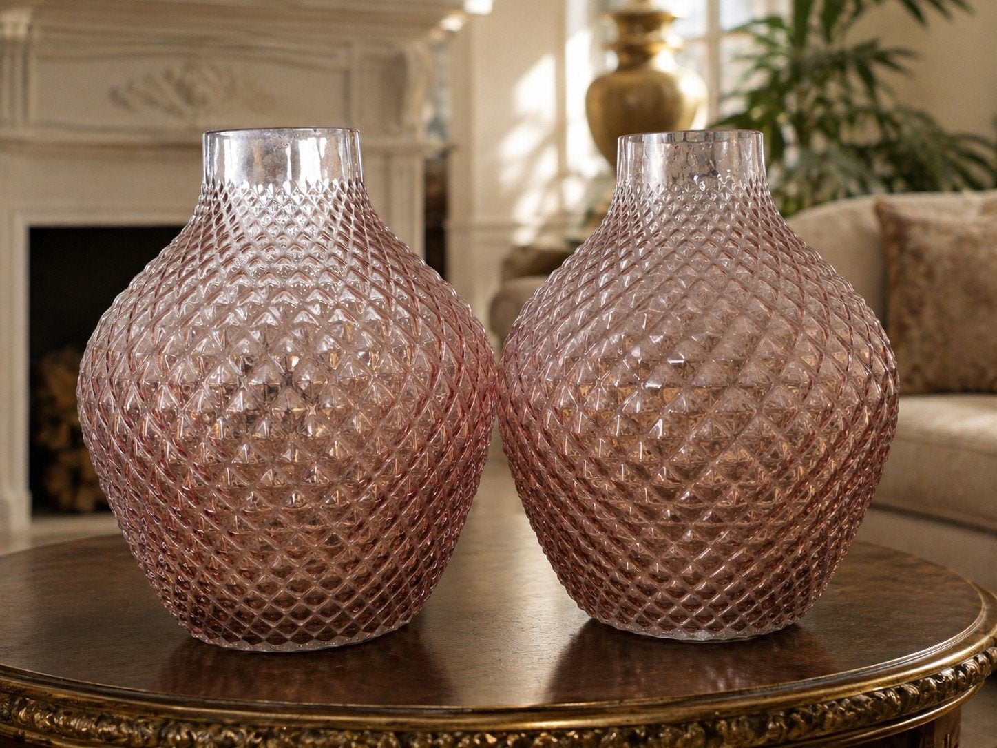 Set van 2 grote luxe Leonardo Poesia vazen – Oudroze glas, Huis en Inrichting, Woonaccessoires | Vazen, Handgemaakt, 25 cm, Ophalen of Verzenden