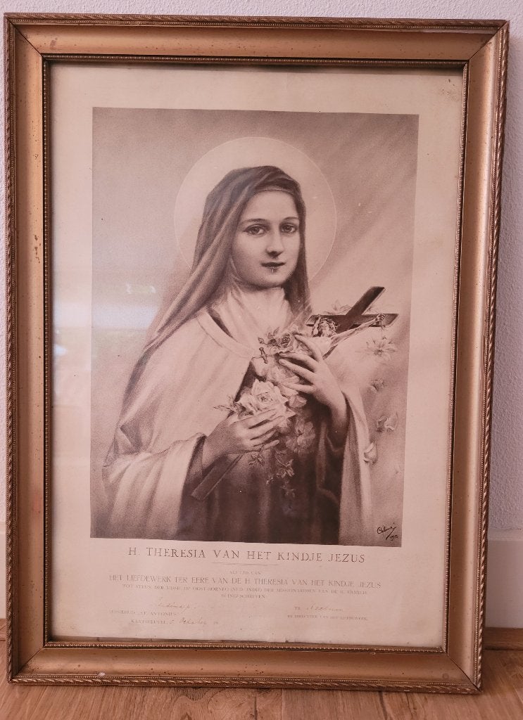 Ingelijste prent van H. Theresia van het kindje Jezus, Ophalen of Verzenden