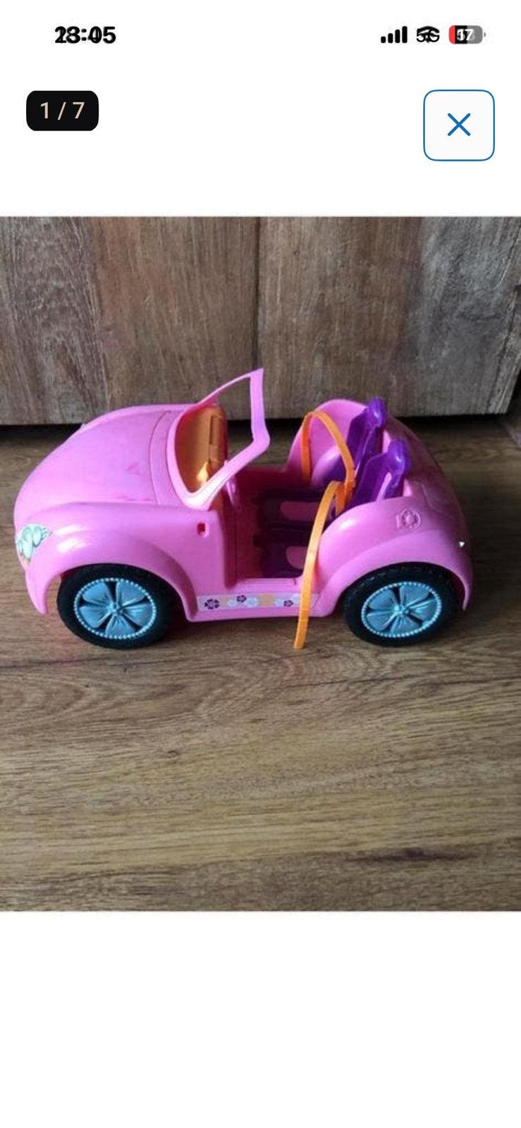 Barbie auto roze 30x15x15 cm, Ophalen of Verzenden, Zo goed als nieuw