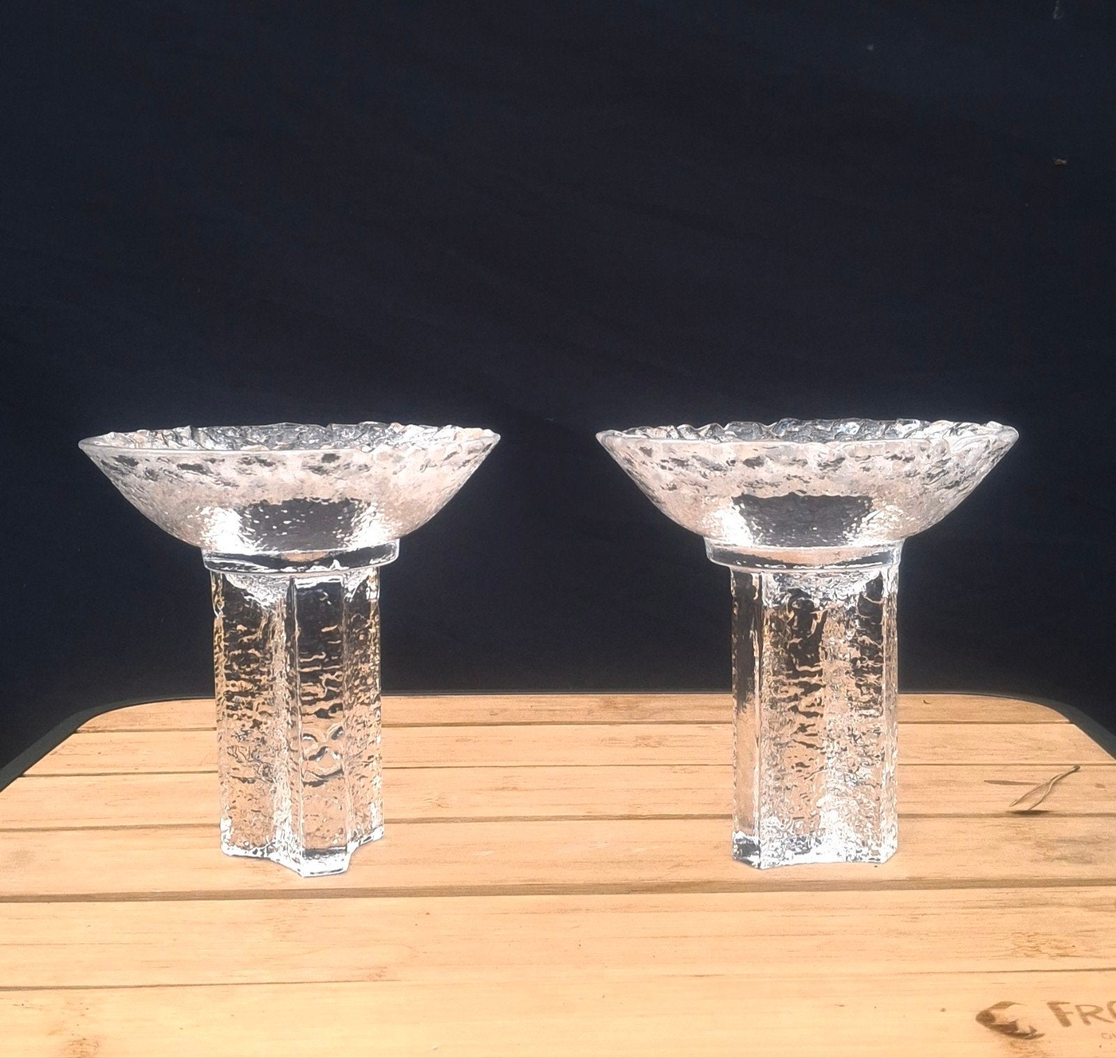 2 glazen Orrefors 'Olympia' waxinelichten. Zweden., Ophalen of Verzenden