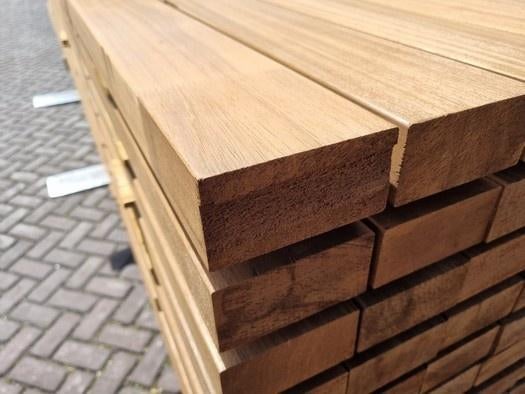 Hardhouten balken geschaafd 5.6x11.5 cm - nr: HB716, Tuin en Terras, Palen, Balken en Planken, Ophalen, Nieuw, Hardhout, 250 cm of meer