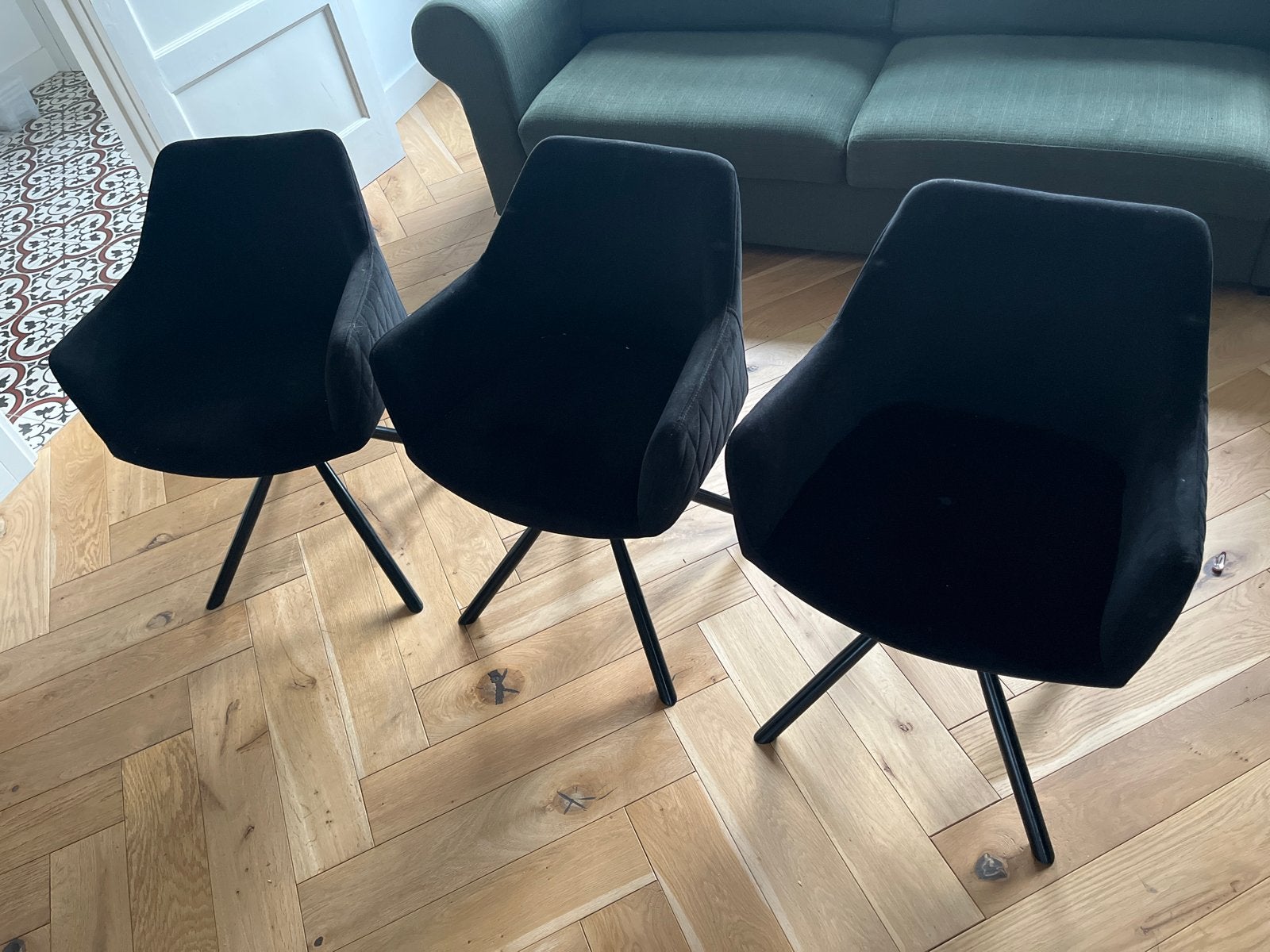3x Bronx 71 eetkamerstoelen - Zwart stof, Huis en Inrichting, Stoelen, Ophalen, Gebruikt, Drie, Zwart