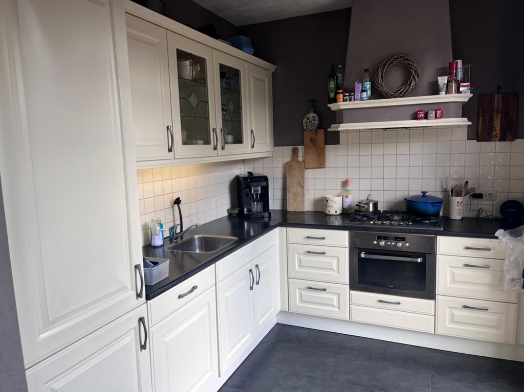 Landelijke crèmekleurige hoekkeuken, Huis en Inrichting, Keuken | Complete keukens, Ophalen, Gebruikt, Crème, Hoekkeuken