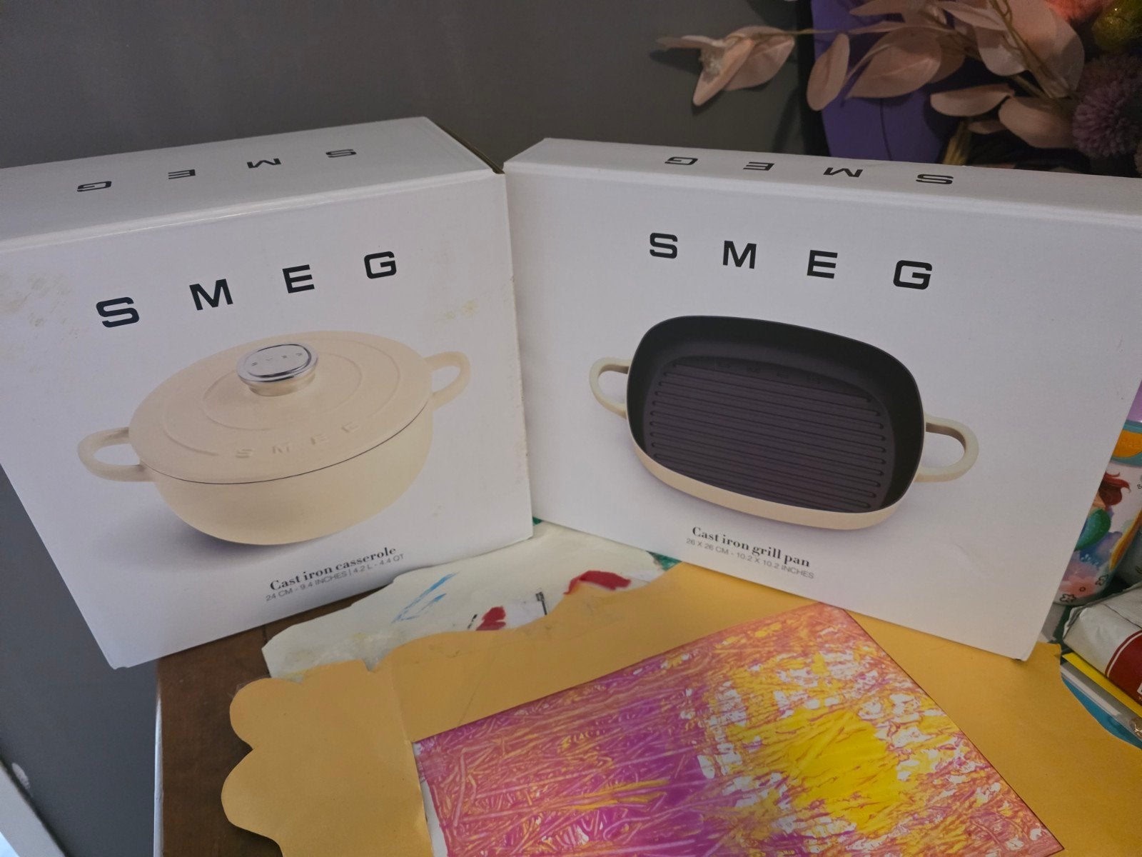 SMEG Gietijzeren Braadpan en Grillpan Set - Nieuw, Huis en Inrichting, Keuken | Potten en Pannen, Gietijzer, Met deksel, Nieuw