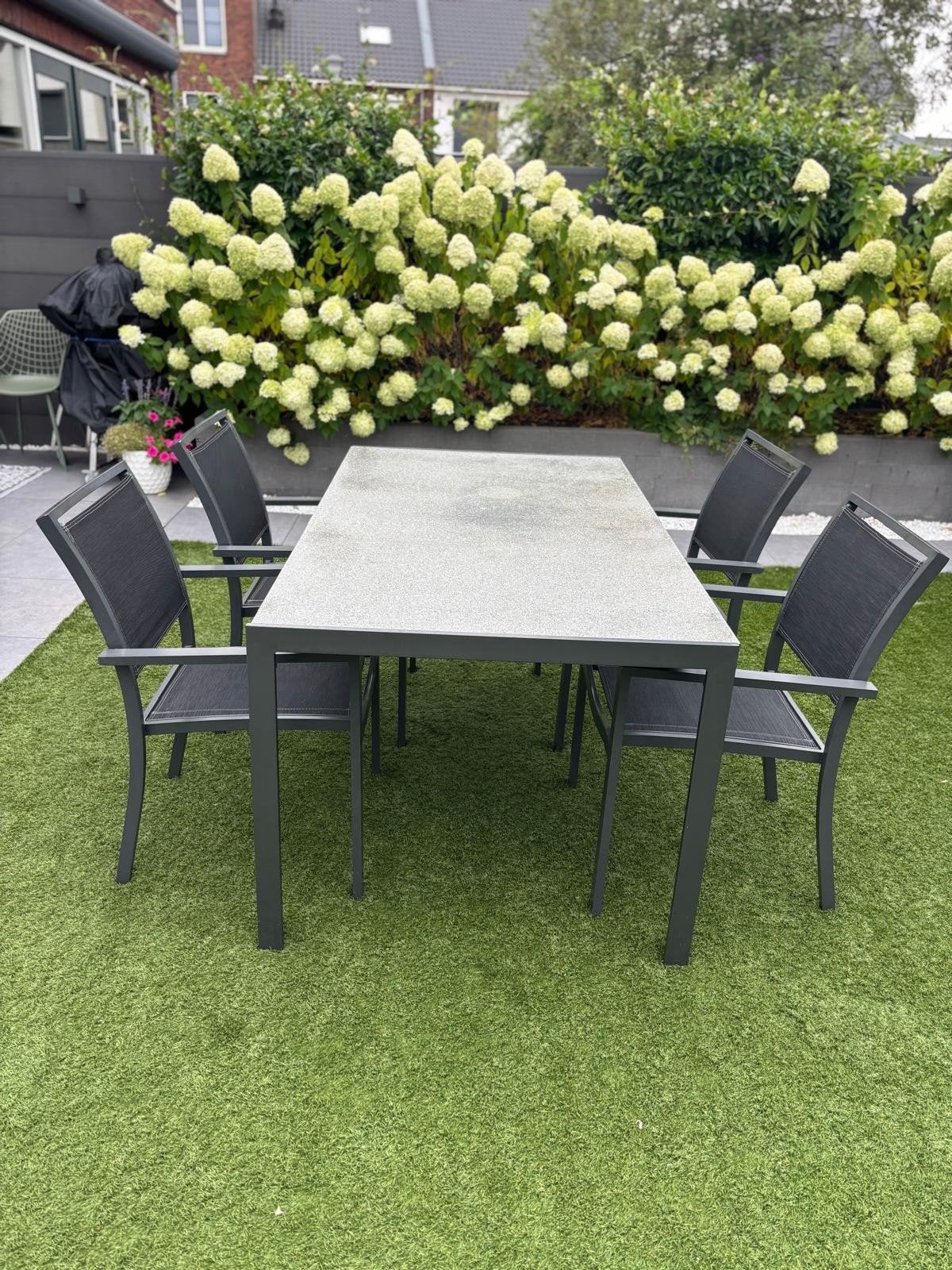 tuinset 160 x 90. aluminium. stoelen.  kees smit bellagioit, Ophalen, 4 zitplaatsen, Gebruikt, Aluminium