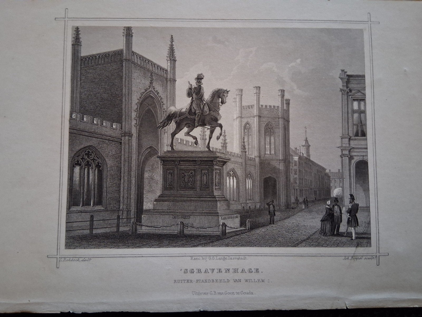 standbeeld van Willem I, Den Haag, Antiek en Kunst, Kunst | Etsen en Gravures, Ophalen of Verzenden