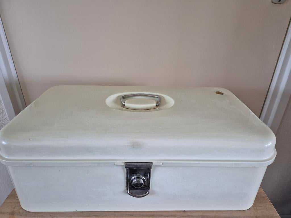 Vintage Brabantia Opbergtrommel - Broodtrommel Crème, Ophalen of Verzenden