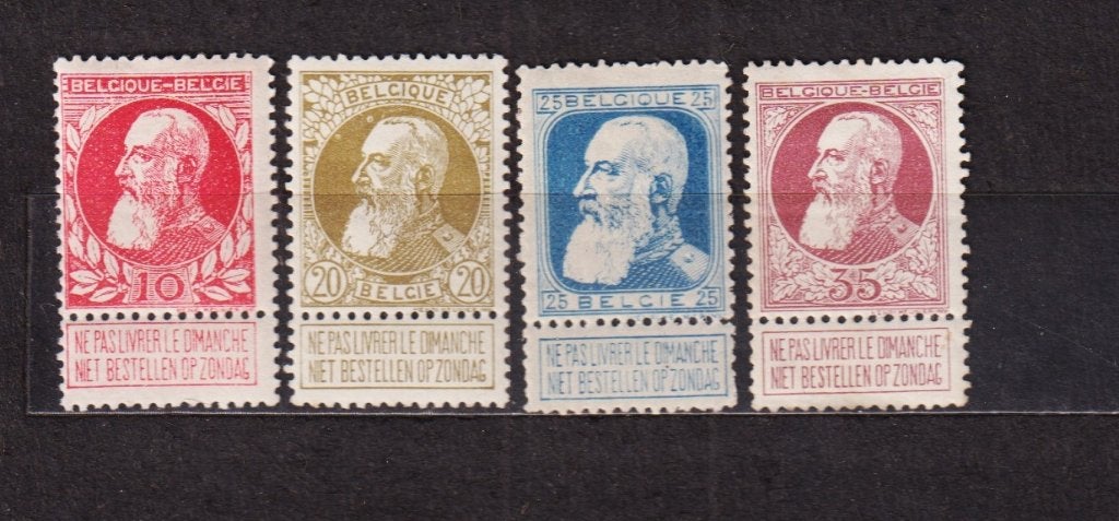 België 1905 OBP 74-77, Ophalen, Spoor van plakker, Koninklijk huis, Postfris