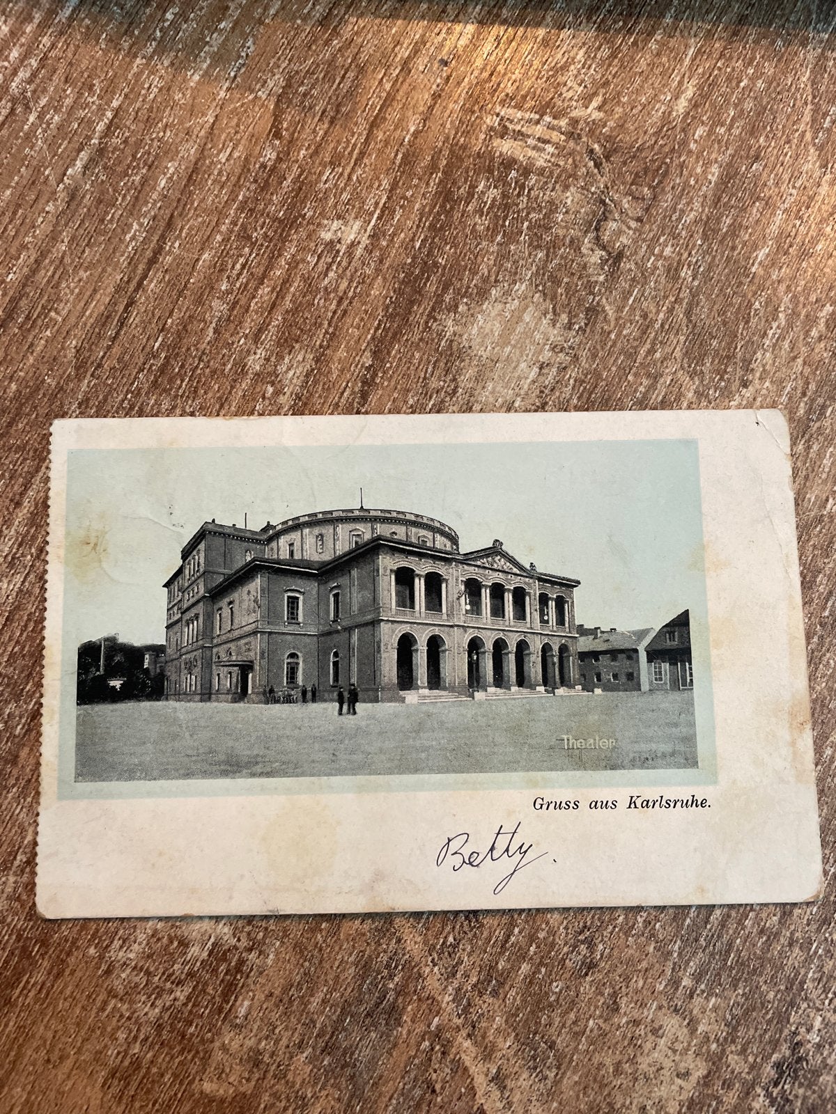 Oude ansichtkaart Karlsruhe, Duitsland - Theater (1908), Verzamelen, Ophalen of Verzenden, Voor 1920, Gelopen, Duitsland