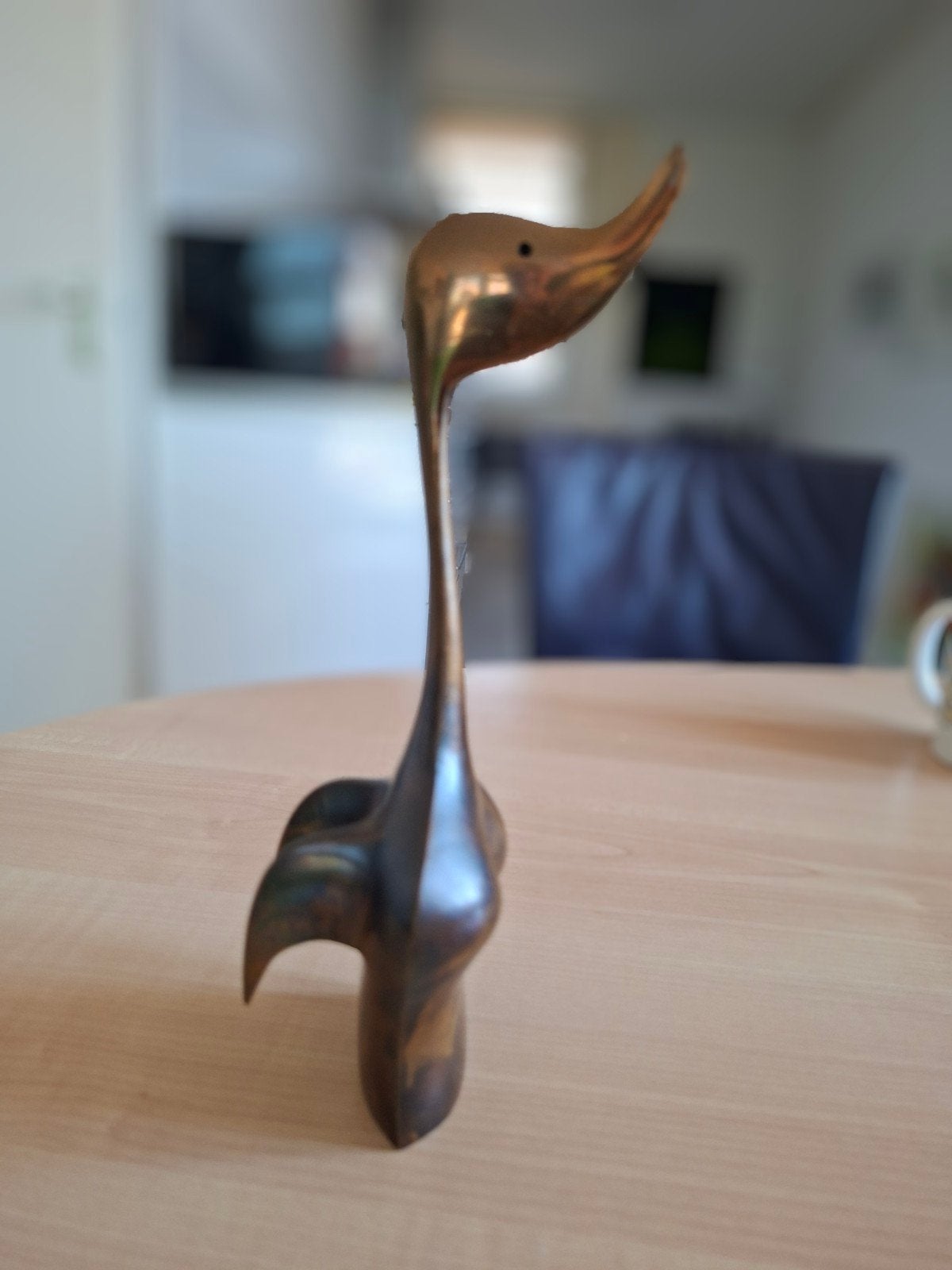 Bronzen vogel gepatineerd, Verzenden, Zo goed als nieuw, 24 cm, Massief