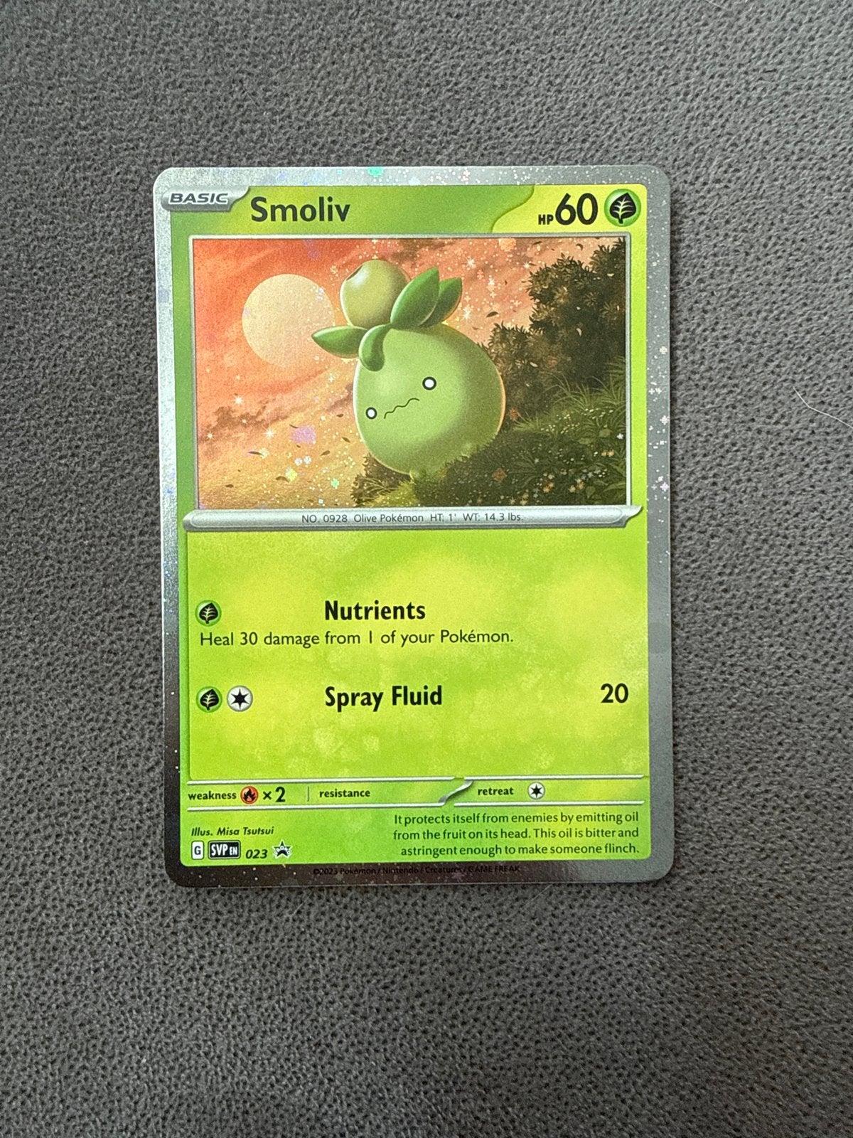 Smoliv Promo 023 Pokémon Kaart, Ophalen of Verzenden, Zo goed als nieuw, Losse kaart, Foil