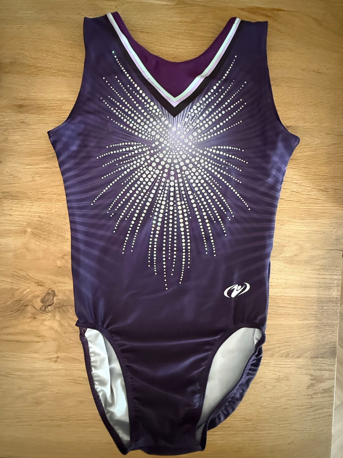 Paars turnpakje met glitters, 65 cm lang, Paars, Ophalen of Verzenden, Zo goed als nieuw, Turnpak(je)