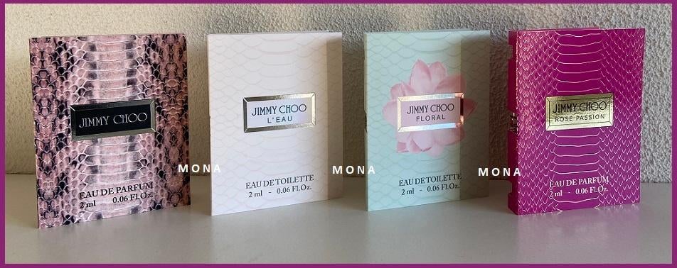 JimmyChoo set 4 parfum samples proefjes testers monsters, Verzenden, Nieuw