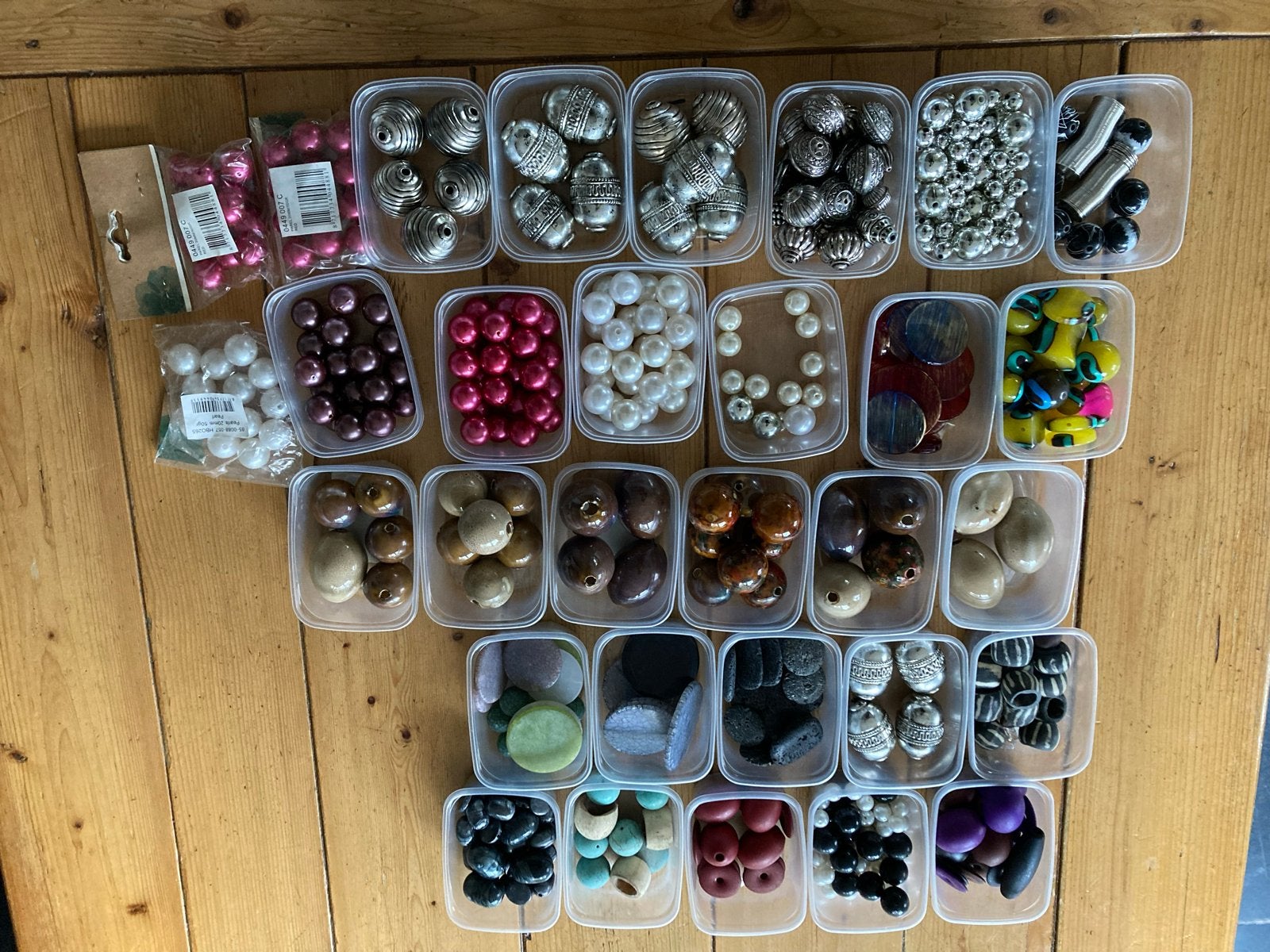 partij kralen: glas, hout, parels, plastic, keramiek,, Ophalen, Gebruikt, Kraal