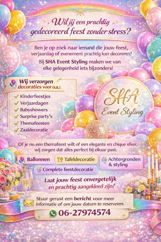 Feestdecoratie & Ballonnen Styling – Verjaardag, Babyshower,, Eén persoon