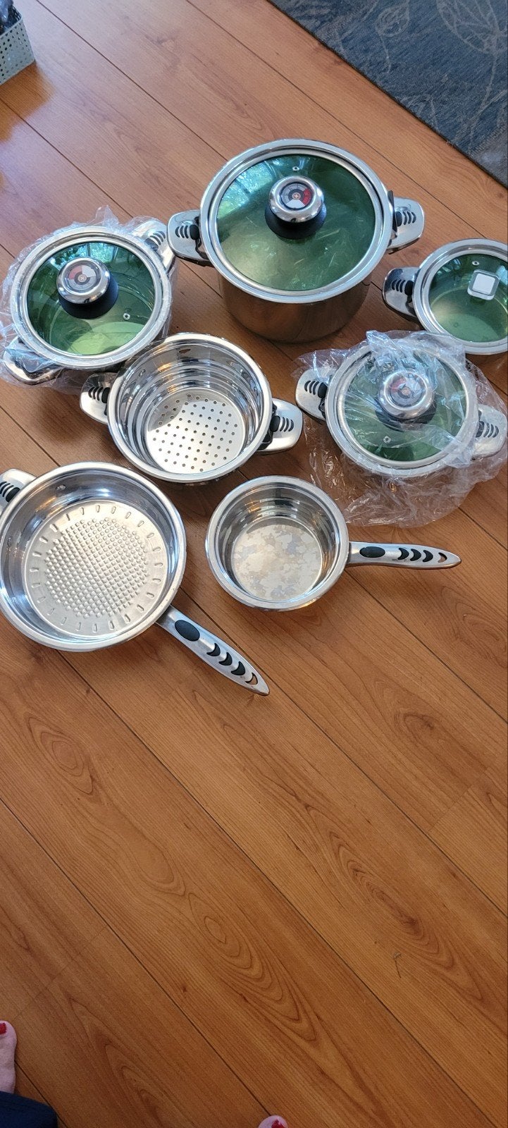 Nieuwe 10-delige roestvrijstalen pannenset met thermometer, Ophalen, Geschikt voor inductie, Nieuw, Pannenset