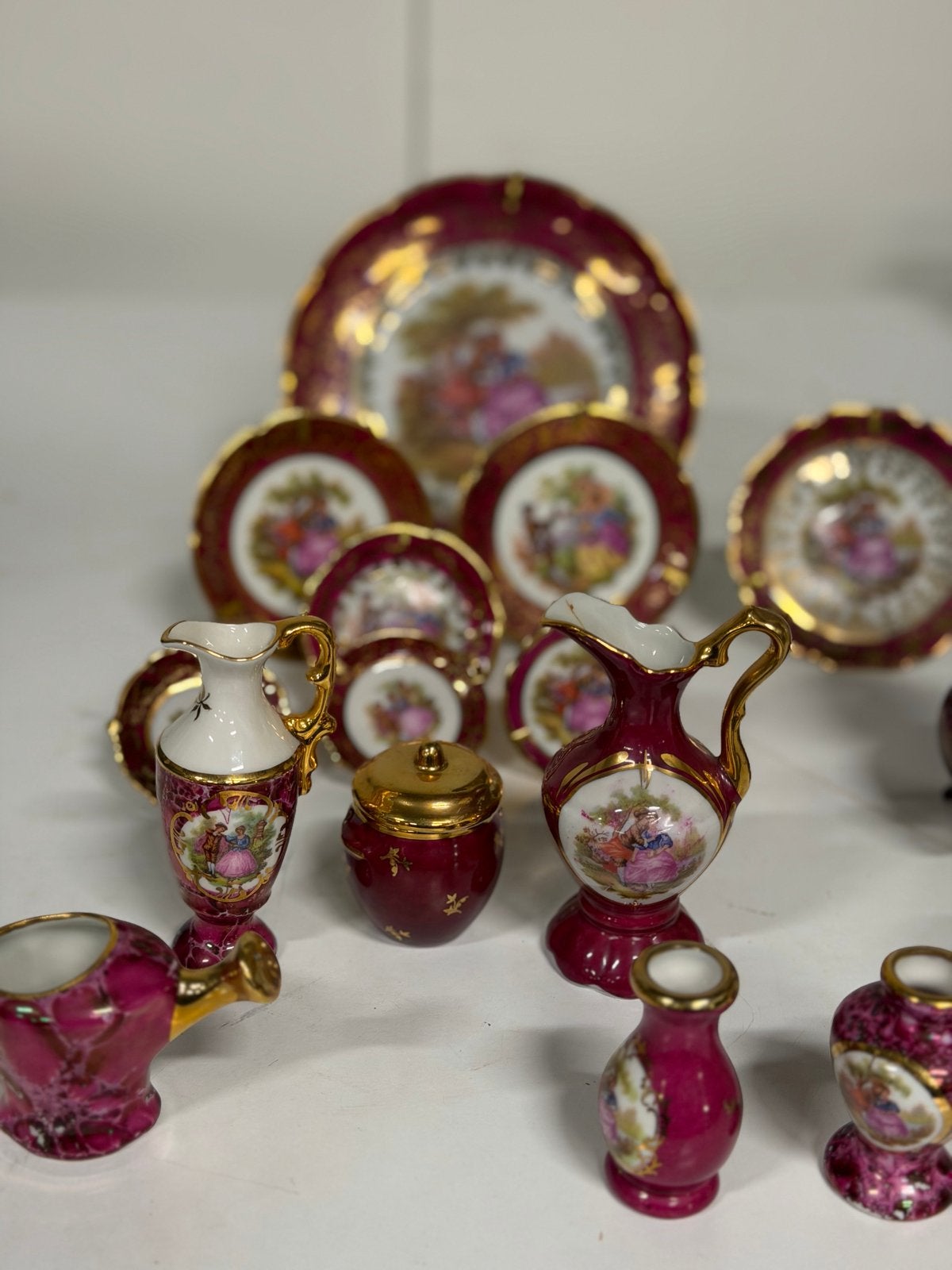 Limoges Porselein Miniatuur Set - Fragonard Scènes, Antiek en Kunst, Ophalen of Verzenden