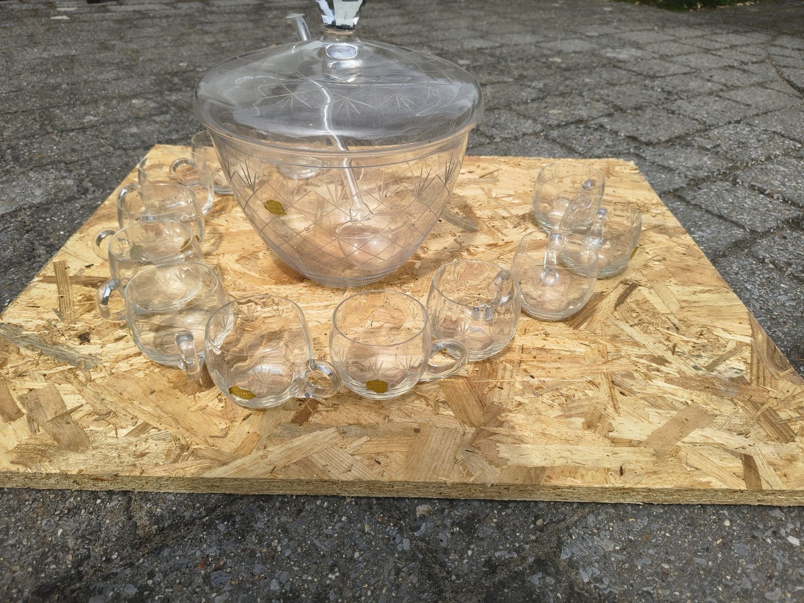 Vintage Kristallen Punch Set met 12 Glazen, Antiek en Kunst, Antiek | Glas en Kristal, Ophalen