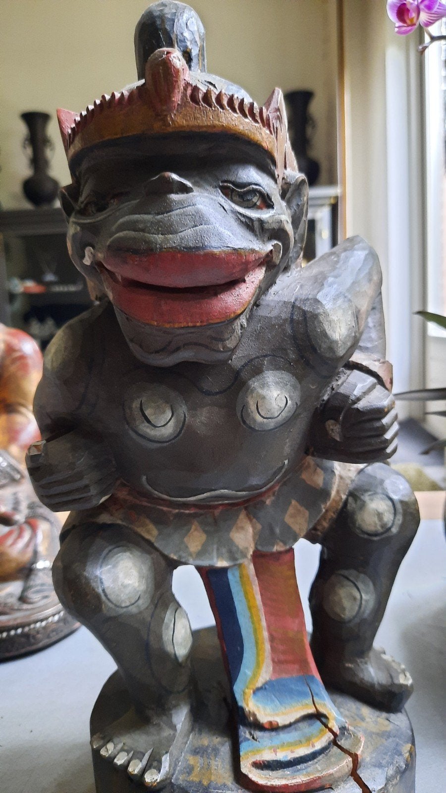 Indonesisch houtsnijwerk van de god Twalen, Antiek en Kunst, Ophalen of Verzenden, Hout, Houtsnijwerk