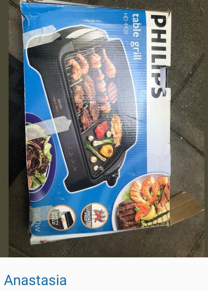 Philips Table Grill HD4418 - Elektrische Tafelgrill, Ophalen of Verzenden, Gebruikt, Tafelgrill