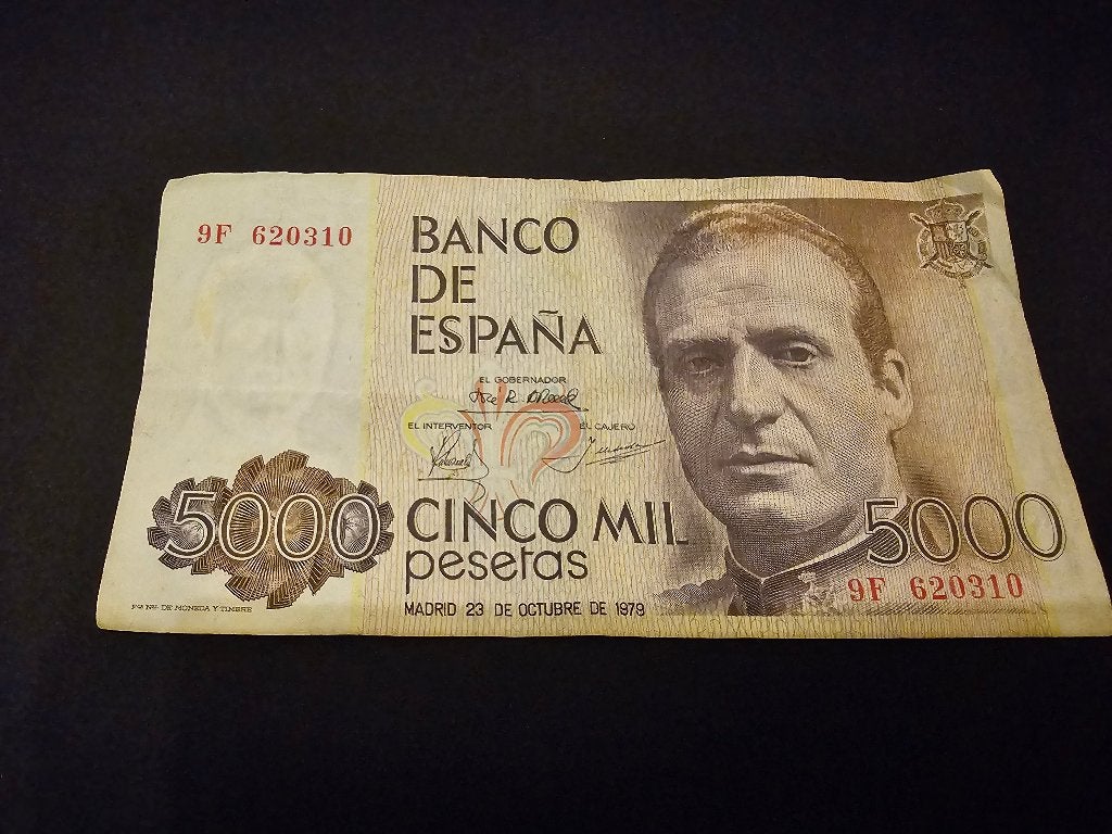 5000 Spaanse Peseta biljet, Verzenden, Buitenland, Munten
