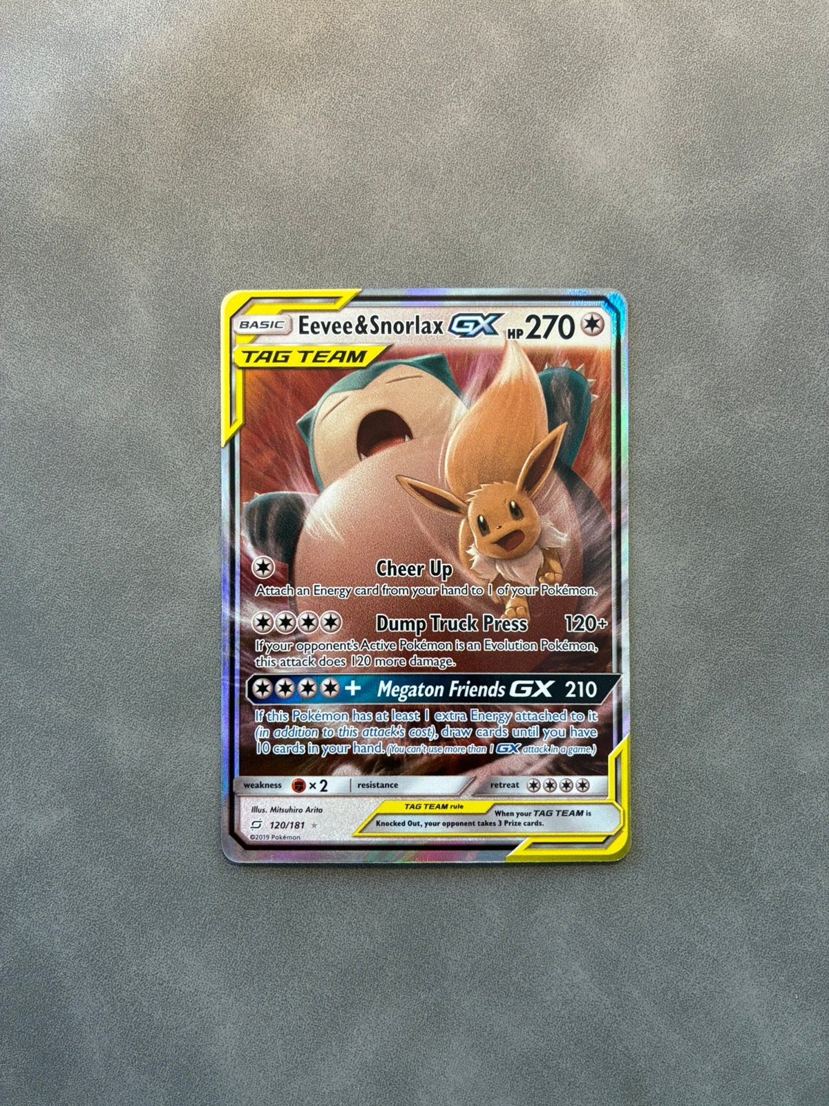 Eevee & Snorlax GX 120/181 Team Up, Ophalen of Verzenden, Zo goed als nieuw