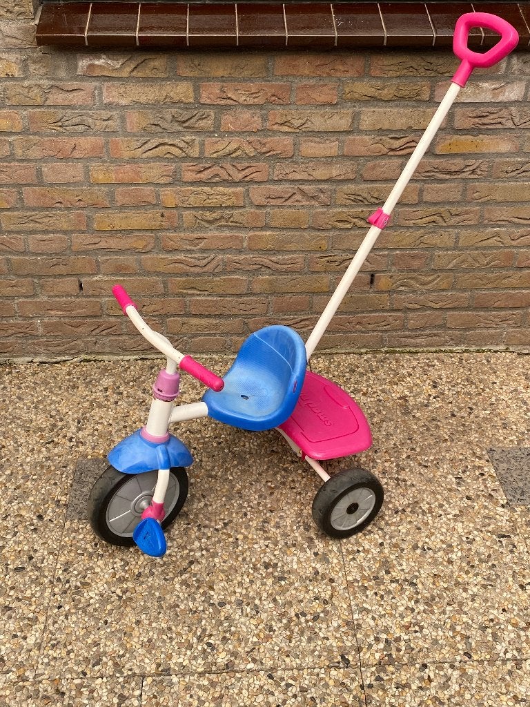 TKA: igst. driewieler met achterbakje en duwstang, Terugtraprem, Gebruikt, Ophalen of Verzenden, Duwstang