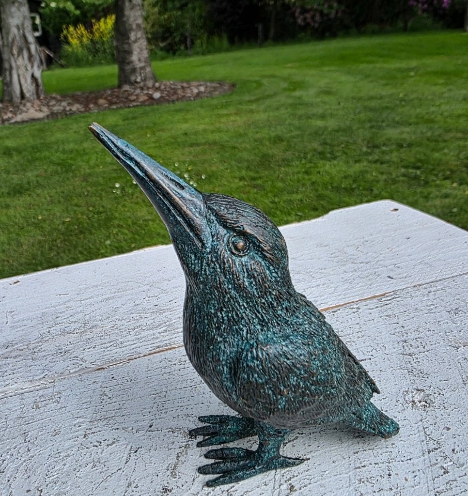 Bronzen IJSVOGEL / brons / 10 cm hoog, Tuin en Terras, Tuinbeelden, Dierenbeeld, Nieuw, Info@huisentuindecoratiemarie.nl, Huis en tuin decoratie marie
