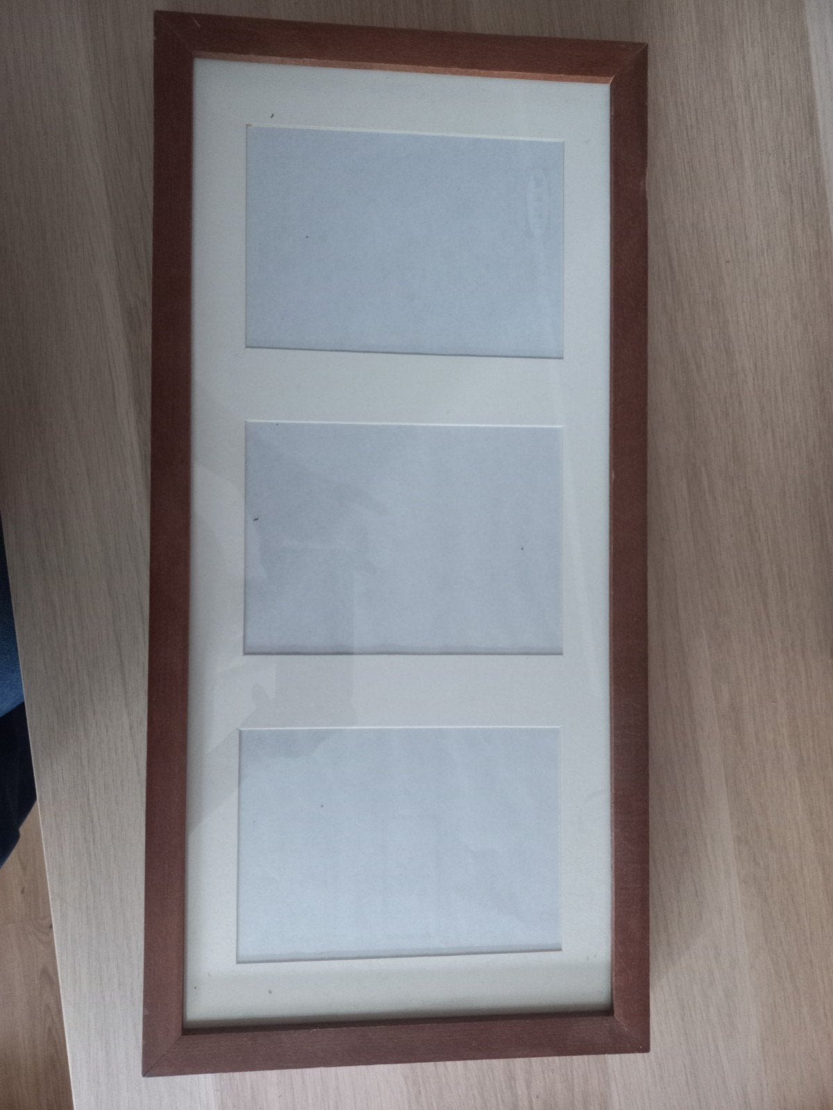 IKEA RIBBA fotolijst voor 3 foto's, bruin, 50x23 cm, Bruin, Gebruikt, Met ophangsysteem, Hout
