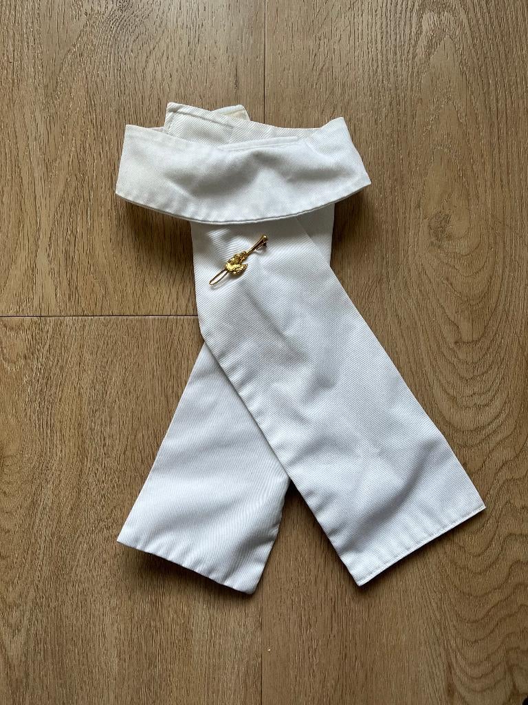 Plastron wit met speld paardenhoofd, Dieren en Toebehoren, Paardrijkleding, Gebruikt, Ophalen of Verzenden, Bovenkleding, Kinderen