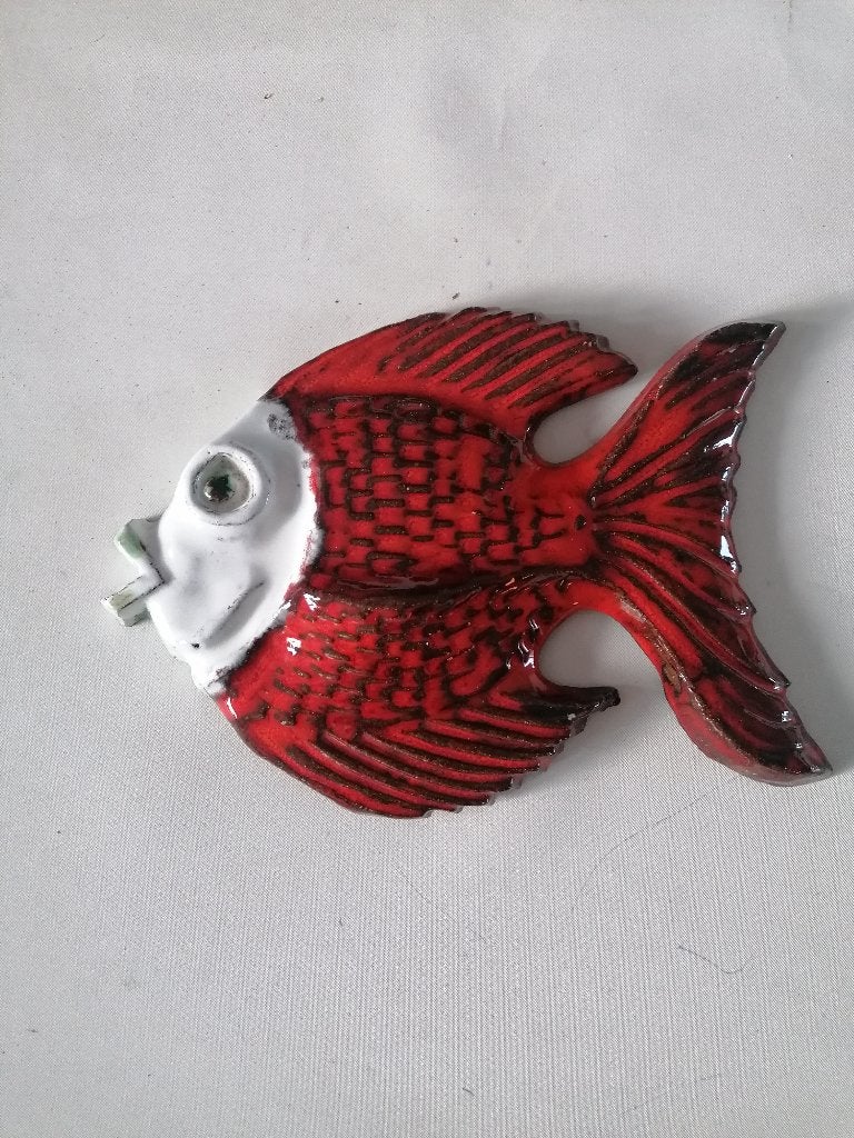vintage keramiek vis voor aan de wand izgst 25x18 cm, Antiek en Kunst, Ophalen of Verzenden