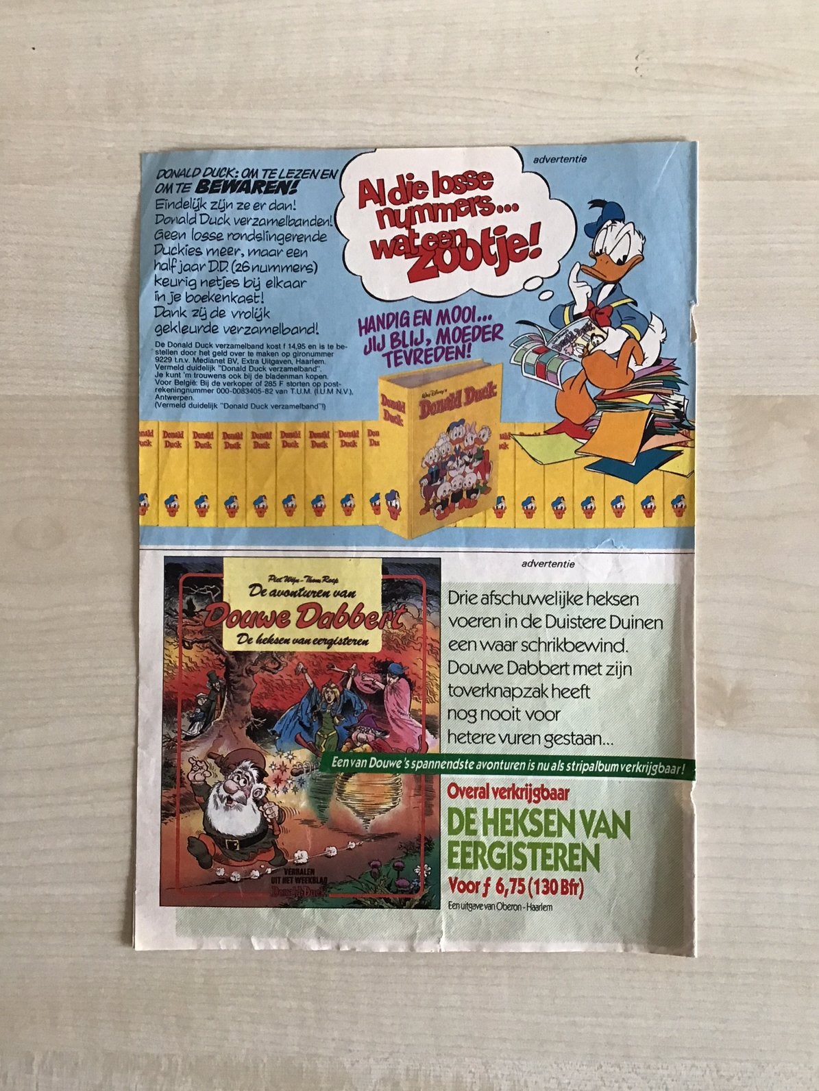 Advertentie van het stripalbum Douwe Dabbert. Uitgave 1987., Verzenden, 1980 tot heden, Nederland, Knipsel(s)