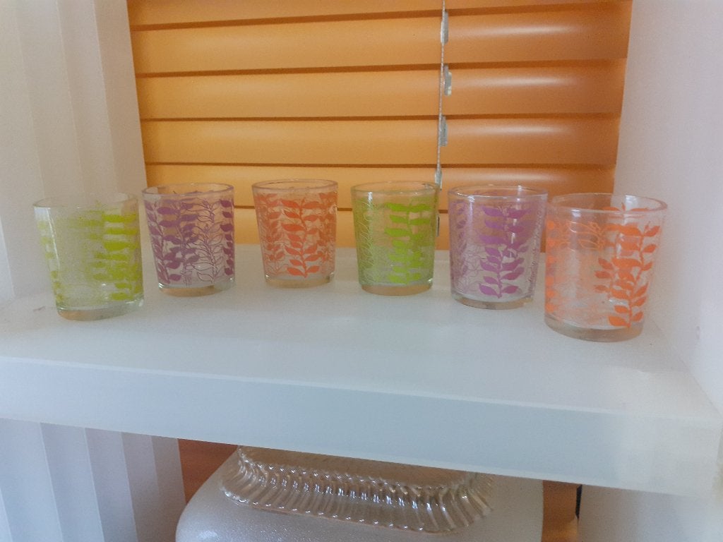 6 borrel glaasjes 7 cm jaren 70 design retro 1970s, Verzamelen, Retro, Ophalen of Verzenden, Overige typen