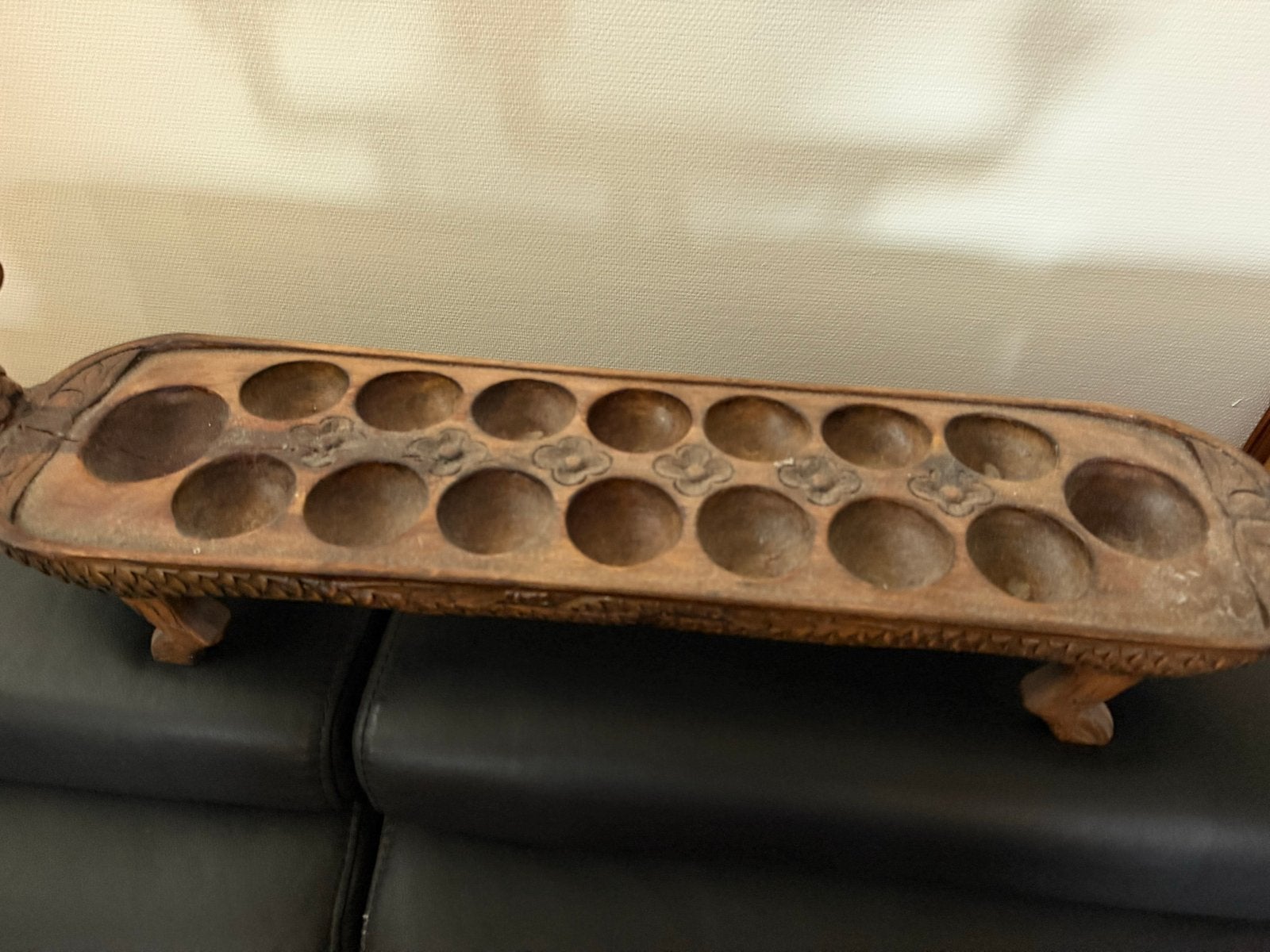 Mancala spelbord van hout, handgesneden, Een of twee spelers, Ophalen, Gebruikt