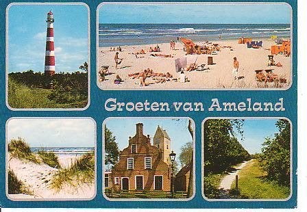 Ansichtkaart 	Ameland	5-luik	Vuurtoren, Verzenden, 1980 tot heden, Gelopen, Waddeneilanden