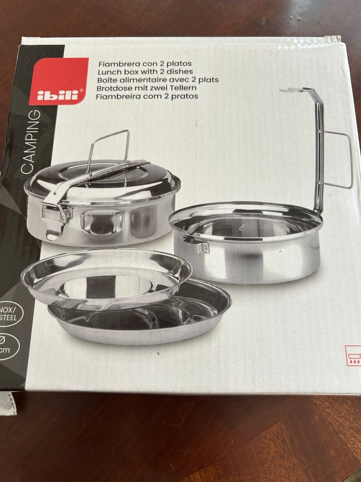 Gloednieuwe Ibilil Camping Lunchbox - RVS 18cm met 2 schalen, Ophalen of Verzenden, Nieuw