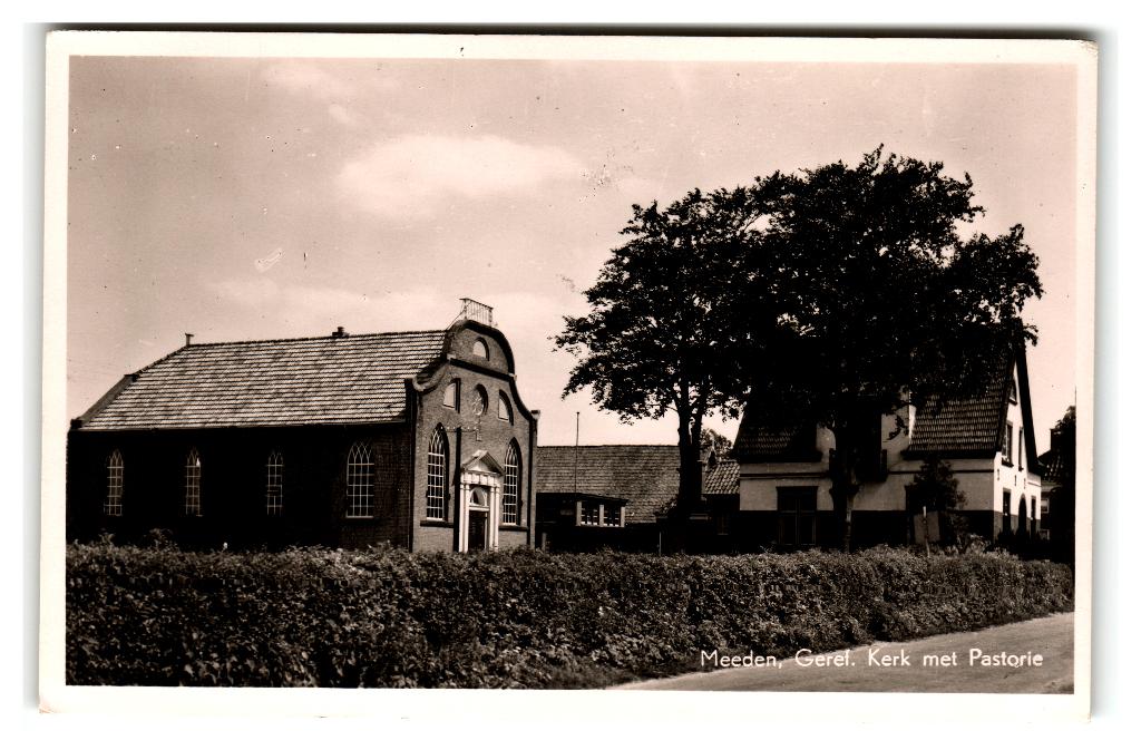 Meeden, Geref. Kerk met Pastorie, Verzenden, 1940 tot 1960, Ongelopen, Groningen